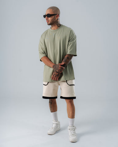 Camiseta Para Hombre Oversize Básica Verde Laurel