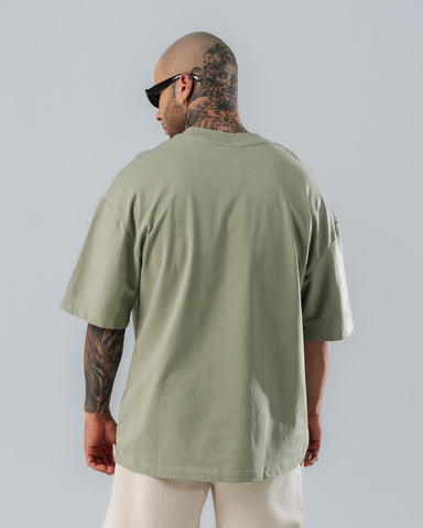 Camiseta Para Hombre Oversize Básica Verde Laurel
