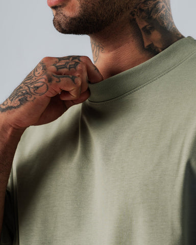 Camiseta Para Hombre Oversize Básica Verde Laurel