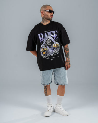 Camiseta Para Hombre Oversize Negra Raise