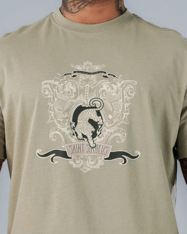 Camiseta Para Hombre Regular Slim Verde Laurel Stamps