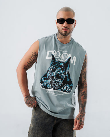 Camiseta Sin Mangas Para Hombre Azul Grisáceo DYNM