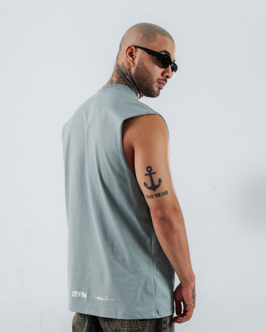 Camiseta Sin Mangas Para Hombre Azul Grisáceo DYNM