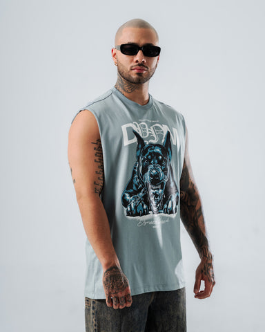Camiseta Sin Mangas Para Hombre Azul Grisáceo DYNM