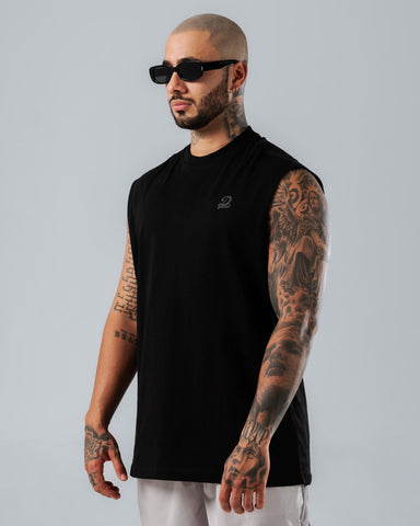 Camiseta Sin Mangas Para Hombre Negra