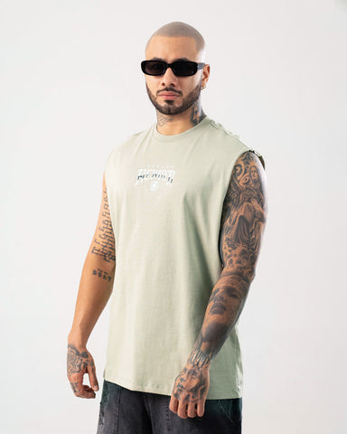 Camiseta Sin Mangas Para Hombre Verde Laurel Heaven