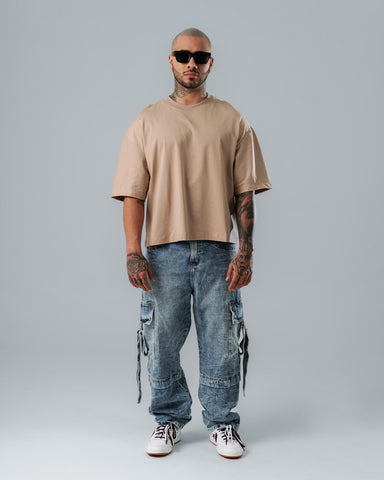 Camiseta Boxy Fit Básica Taupe