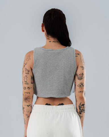 Crop Top Gris Jaspe Para Mujer Corte Imperio