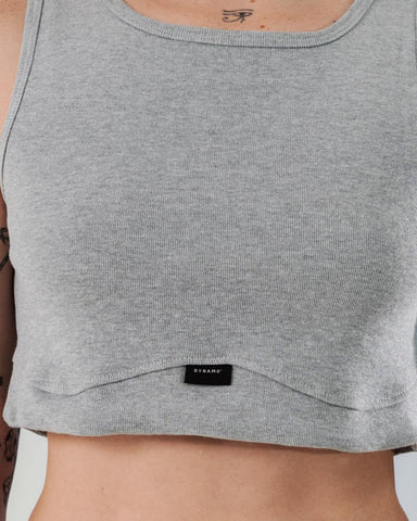 Crop Top Gris Jaspe Para Mujer Corte Imperio