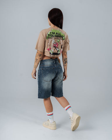 Crop Top  Para Mujer Regular Mushroom Vibes
