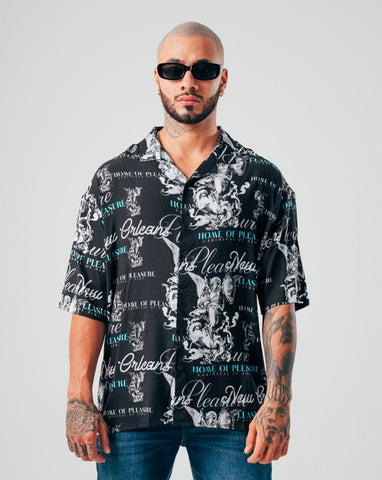 Camisa Para Hombre Oversize Negra Angel