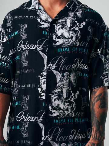 Camisa Para Hombre Oversize Negra Angel