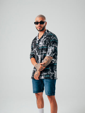 Camisa Para Hombre Oversize Negra Angel