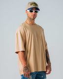 Camiseta oversize hombre básica color arena