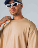 Camiseta oversize hombre básica color arena