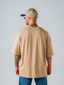Camiseta oversize hombre básica color arena