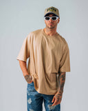 Camiseta oversize hombre básica color arena