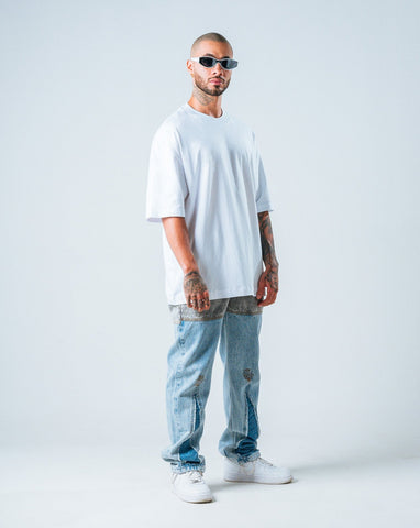 Camiseta para hombre básica blanca oversize