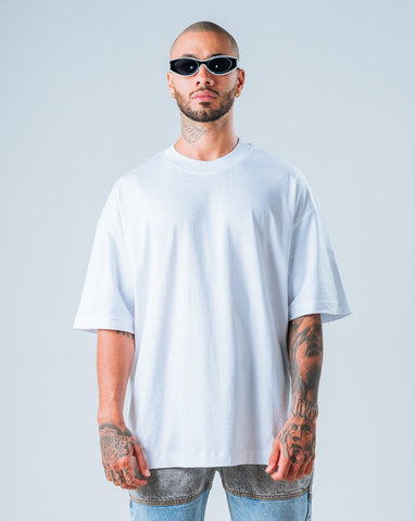 Camiseta para hombre básica blanca oversize