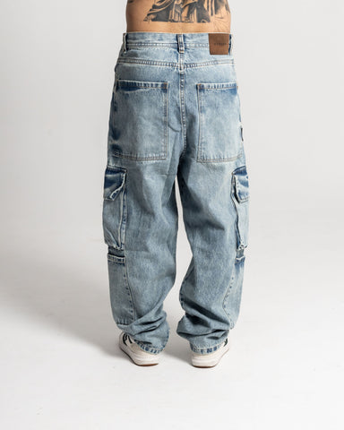 Jeans Baggy Cargo Azul