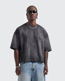 Camiseta Negra Lavada Boxy Rebel