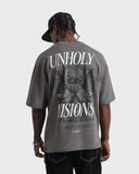 Camiseta Gris Oversize Unholy Visions