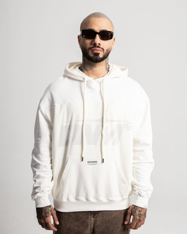 Hoodie Oversize White Mesh
