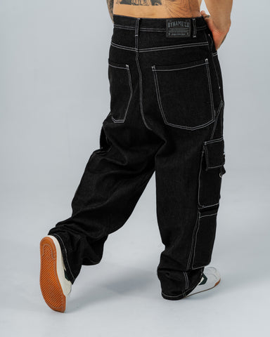 Jeans Baggy Cargo Black Stitch
