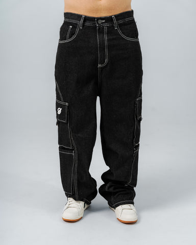 Jeans Baggy Cargo Black Stitch