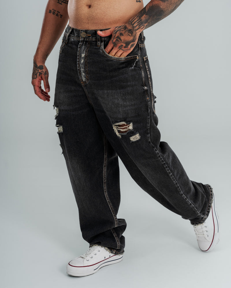 Jeans Baggy Distressed Black