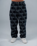 Jeans Baggy Para Hombre Azul Jacqard Cuadros