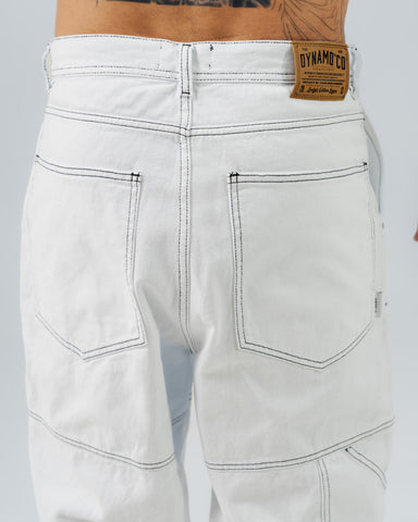Jeans Regular Blanco Costura Contrastada