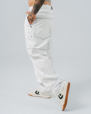 Jeans Regular Blanco Costura Contrastada
