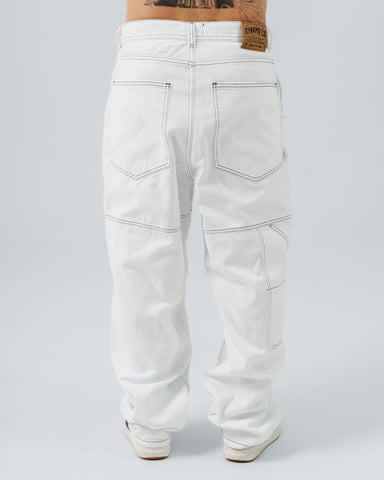 Jeans Regular Blanco Costura Contrastada