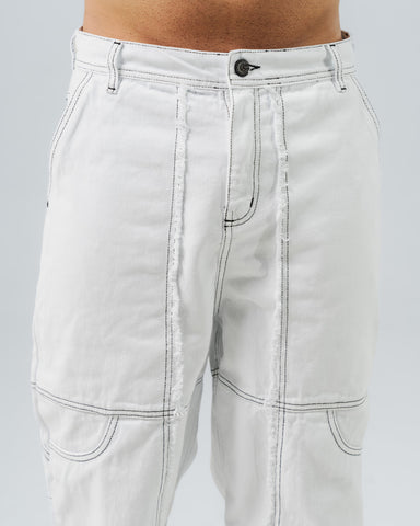Jeans Regular Blanco Costura Contrastada