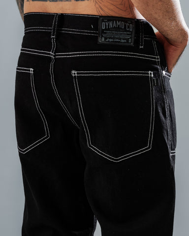 Jeans Regular Negro Contraste