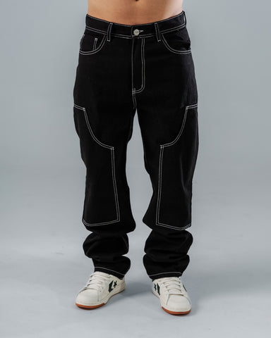 Jeans Regular Negro Contraste