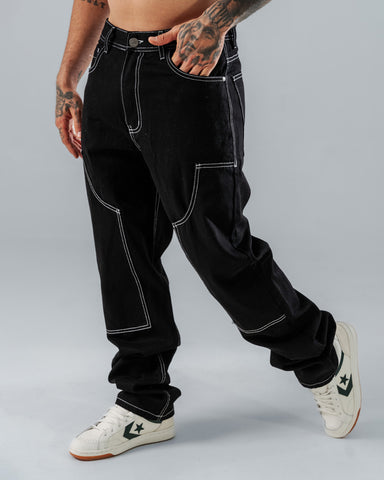 Jeans Regular Negro Contraste