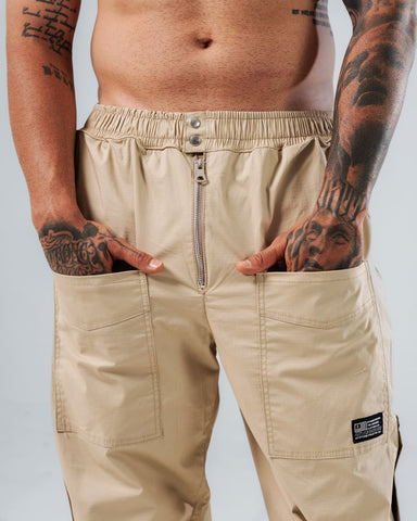 Jogger Para Hombre  Caqui Con Broche Lateral