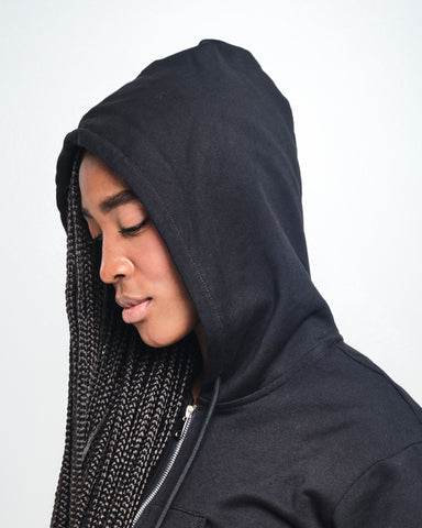 Crop Top Buso Capucha Negro