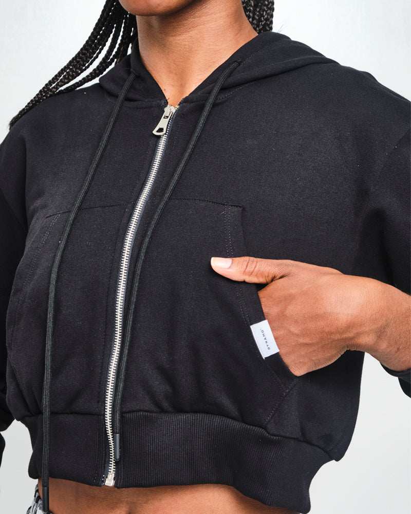 Crop Top Buso Capucha Negro