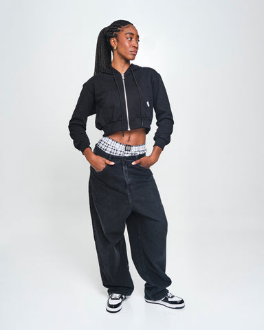 Crop Top Buso Capucha Negro