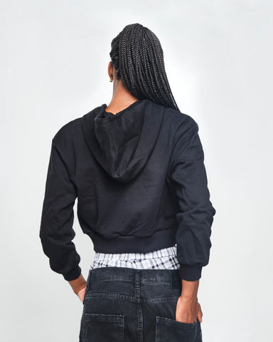 Crop Top Buso Capucha Negro