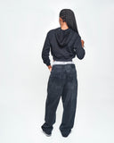 Crop Top Buso Capucha Negro