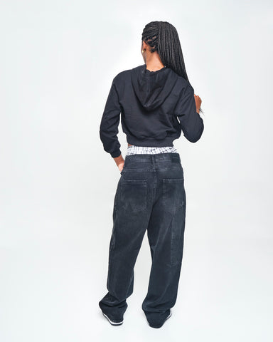 Crop Top Buso Capucha Negro