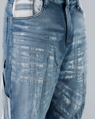 Jeans Baggy Azul Con Cuadros
