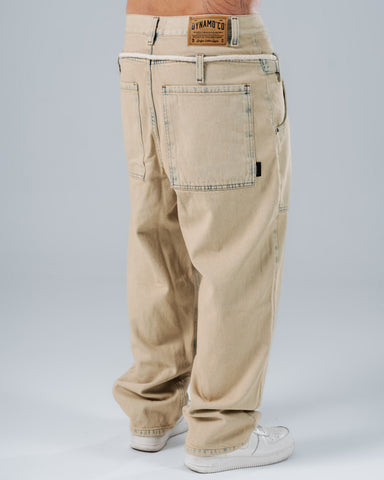 Jeans Baggy Con Efecto Lavado Correa Tipo Cordón