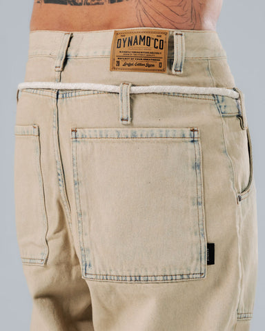 Jeans Baggy Con Efecto Lavado Correa Tipo Cordón