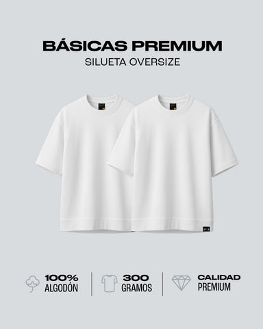 Duo Pack Camisetas Básicas Oversize White - Premium 300G