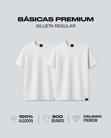 Duo Pack Camisetas Básicas Regular White - Premium 300G